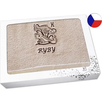 Osuška Luxusní dárkové balení osušky Znamení Ryby béžová/hnědá