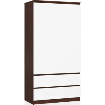 Ložnice Šatní skříň S90 2 dvířka 2 zásuvky wenge/bílá