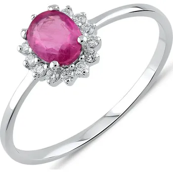 Prsten Lillian Vassago Prsten s rubínem a brilianty z bílého zlata LLV59-DR003WR Velikost prstenu: 54