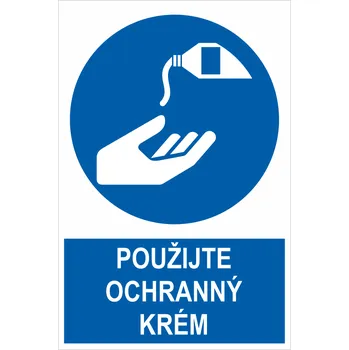 Značení POUŽIJTE OCHRANNÝ KRÉM ISO 7010 samolepící PVC fólie 150 x 100 mm