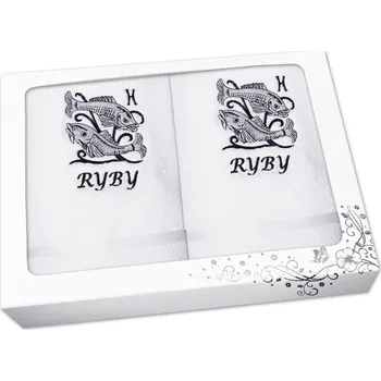 Ručník Luxusní dárková sada ručník + osuška Znamení Ryby bílá/šedá