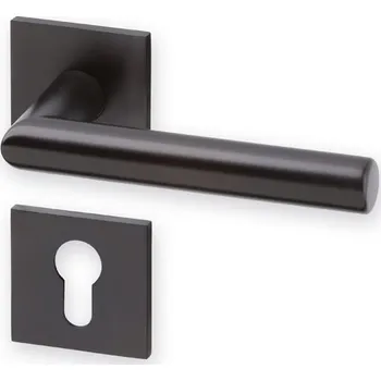 Dveřní kování AC-T SERVIS Dveřní klika TIPA Exclusive černý satén - hranatá rozeta Provedení kliky: vč. rozety PZ - fabkový klíč, Mechanizmus rozety: Kovová konstrukce