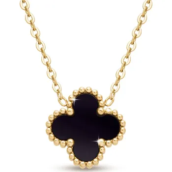 Řetízek Ellami SOFIA 2140 Pozlacený řetízek z chirurgické oceli, černá kytka Ellami