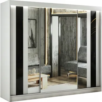 Šatní skříň Kvalitní Šatní Skříň Como 250 cm Čokoláda Bílý mat