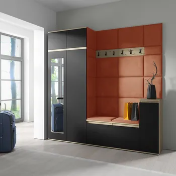 Šatní skříň Předsíňová stěna AMI 26 - se zrcadlem Oranžová Dub artisan/černá