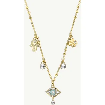 Náhrdelník Zlacený náhrdelník BROSWAY Chakra se zirkony a symboly štěstí BHKN098