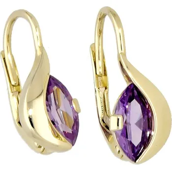 Náušnice Goldstore Zlaté náušnice s ametysty Váha: 2.02 g