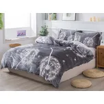 XPOSE® Prodloužené mikroplyšové povlečení PAMPELIŠKY Exclusive - šedé 140x220 cm, 70x90 cm, Mikroplyš + Prodloužená možnost vrácení zboží do 50 dnů