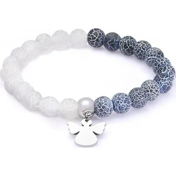 Náramek Prosperk Dámský náramek z bílého a modrého achátu Andílek S2210