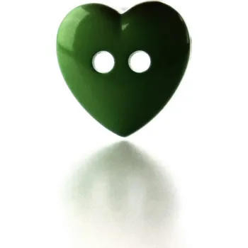 Knoflík Pro Háčkování Knoflík srdíčko 15 mm, tmavě zelený