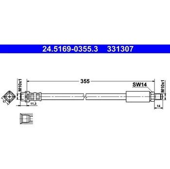 Brzdový systém Brzdová hadice ATE 24.5169-0355.3