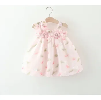Kojenecké šaty Letní kojenecké šatičky květiny a mašlička (0-3 roky) Barva: Růžová, Velikost: 9-12 měsíců