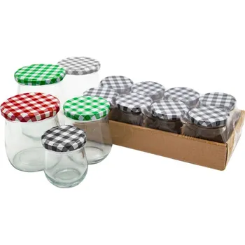 Zavařovací sklenice Sklenice zavařovací 300ml, kovové víčko, 4barvy, 8ks