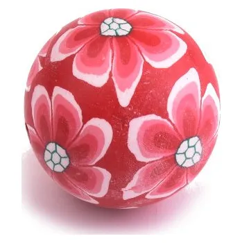 Dětské navlékací korálky Korálek 18mm červený květ - 1ks