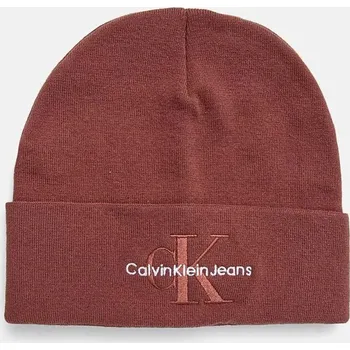 Čepice Bavlněná čepice Calvin Klein Jeans červená barva, z husté pleteniny, K50K512460 92X, vel. ONE SIZE