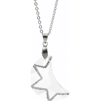 Náhrdelník JSB bijoux s.r.o. Ocelový náhrdelník střední měsíček Swarovski Crystal