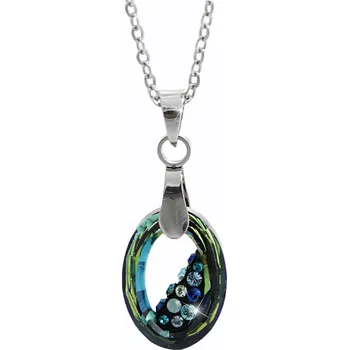 Módní doplněk JSB bijoux s.r.o. Ocelový náhrdelník šikmo osázený malý ovál Swarovski Bermuda Blue