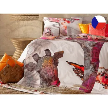 Povlečení Luxusní povlečení bavlněný satén GEON 70x90, 140x200 Africké léto Žirafa