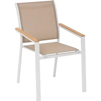 DEOKORK Hliníkové křeslo s textílií ZEUS (bílá/akácie)