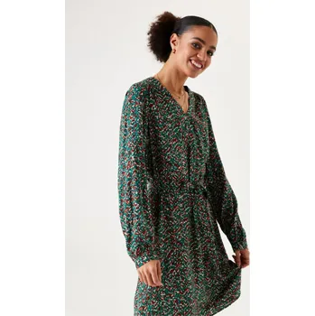 Dámské šaty Garcia dámské vzorované šaty dlouhý rukáv zelené Velikost: XS