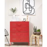 Vysoká komoda červená chromová ocel 40x80x102 cm se 4 zásuvkami víceúčelová skříňka do kanceláře ložnice obývací pokoj dětský pokoj koupelna Beliani
