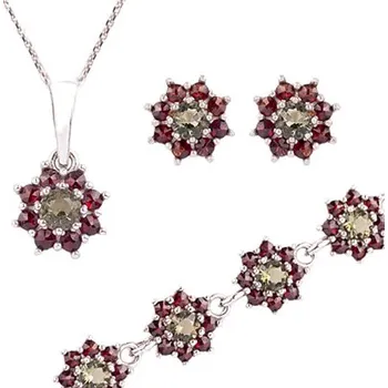 Souprava šperků granát souprava Set 221 (Set 221) povrchová úprava: zlacené