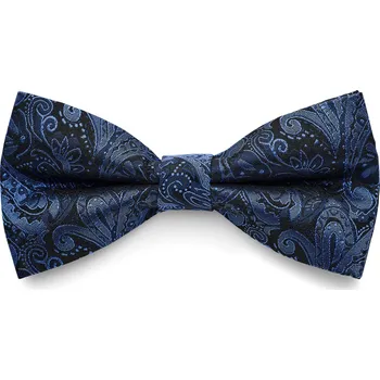 Tmavě a světle modrý hedvábný předvázaný motýlek se vzorem paisley - Bohemian Revolt