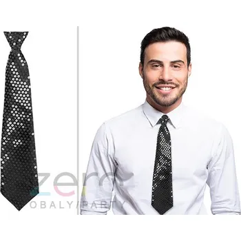 Party dekorace Kravata s flitry 38,5 cm - černá