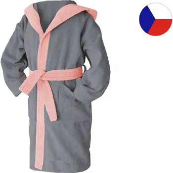 Dámský župan Dětský župan ELMAR PATRIK Tmavě šedá - růžová 140