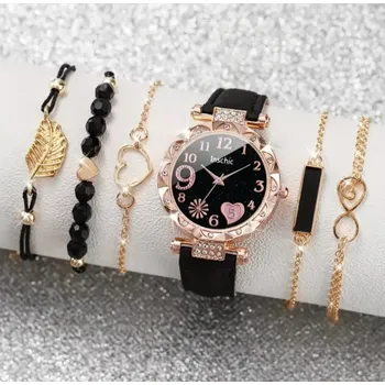 Hodinky Luxusní dárková sada hodinek se srdíčkem a 5 náramky (Dámské hodinky )