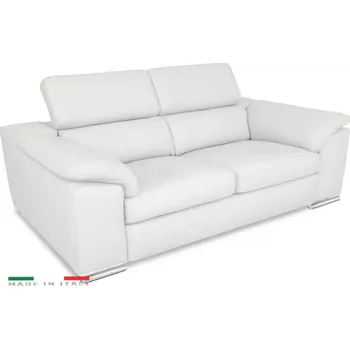 Pohovka Moderní kožená pohovka LOREN II (3P), bílá (madras - 122 white)