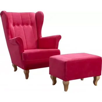 Křeslo křeslo ušák Royal s taburetem, růžová (solo / přírodní)