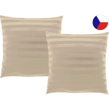 Dekorativní polštářek Jednobarevný saténový dekorační polštářek 40x40 Proužek cappuccino