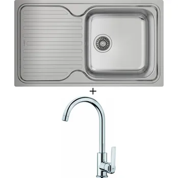 Granitový dřez SET Teka CLASSIC 1B 1D X MLN mikrolinen + Teka IN 915 CR chrom