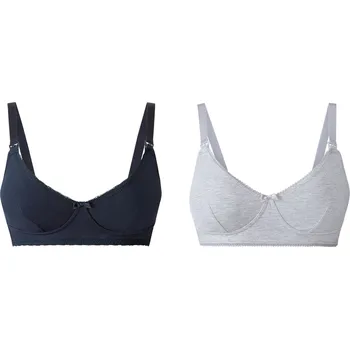 Podprsenka esmara® Dámská kojicí podprsenka, 2 kusy (námořnická modrá / šedá, 90D)