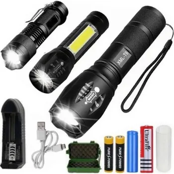 Svítilna 3x LED baterka CREE XM-L T6 a Q5 2x ZOOM a XPE + COB