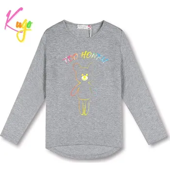 Dívčí oblečení Dívčí tričko dl.r. Kugo WK0864 šedé