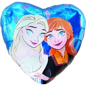 Party dekorace Foliový balonek srdce Frozen Anna a Elsa 45 cm, nebalený