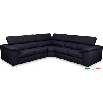 Sedací souprava Kožená rohová sedací souprava LOREN II XL, tm. modrá (madras - 106 dark blue)