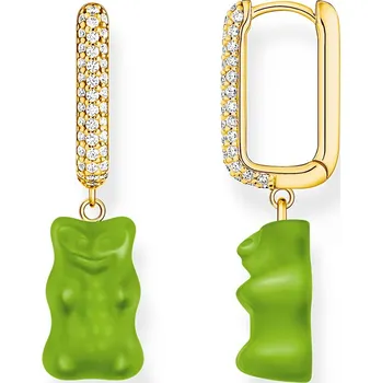 Náušnice Thomas Sabo CR727-414-6 Gold-plated single hoop earrings with red Goldbears in Midiversion - 1 kus náušnice