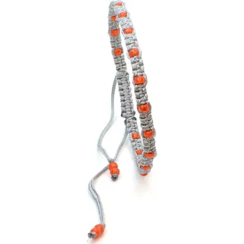 Náramek WUX Minimalistycký náramek s ornžovým korálkem VELIKOST NÁRAMKU: Pánská....18cm, BARVA PROVÁZKU: Růžová, PRŮMĚR PROVÁZKU: Ø 1mm