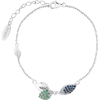 Náramek Stříbrný náramek se zirkony - listy - AP538-3234