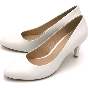 Dámské lodičky Dámské kožené lodičky 9/9-22412/28 CAPRICE bílá Barva: white, Velikost: 40