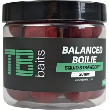 Nástraha TB Baits Vyvážené Boilie Balanced + Atraktor GLM Squid Strawberry 100 g - 16 mm