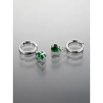 Náušnice Prosperk Náušnice kroužky se zelenou kapkou S1341