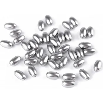 Dětské navlékací korálky Plastové voskové korálky / perly Glance oliva 6x10 mm šedá