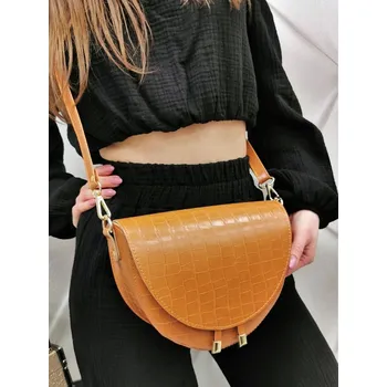 Kabelka Dámská kabelka s imitací hadí kůže oranžová, VELIKOST UNI