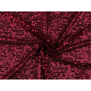 Oděvní flitrový úplet pružný Ø3 mm, barva 1 bordó sv.