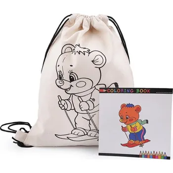 kreativní sada Bavlněný pytlík / vak na přezůvky k domalování 27x35 cm Medvěd
