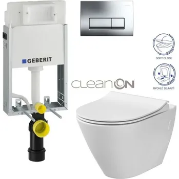 WC sada GEBERIT KOMBIFIXBasic vč. chromového tlačítka DELTA 51 + WC CERSANIT CLEANON CITY 110.100.00.1 51CR CI1